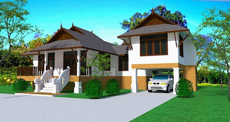 แบบบ้านชั้นเดียวยกพื้นใต้ถุนสูง